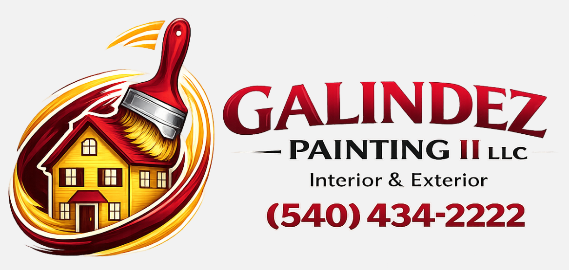 Galindez Painting LLC logo with yellow house and red paintbrush